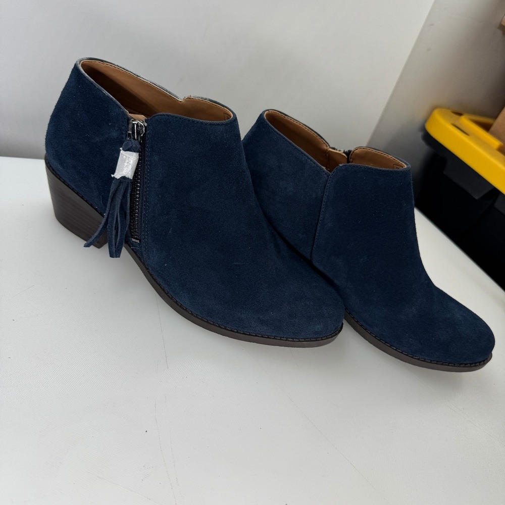 Vionic Shyanne Suede Tassel Side Zip Orthotic Ankle Bootie Women 7.5 Navy Blue - Picture 7 of 10